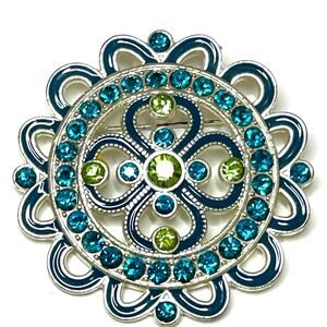 Brooch Blue Turquoise Green Silver Vtg Estate Jewelry Pin O30